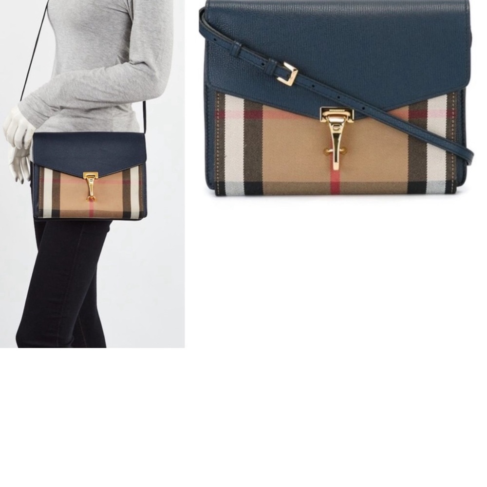 💯 Authentic Burberry Macken Navy Crossbody Shoulder Bag Purse RARE
